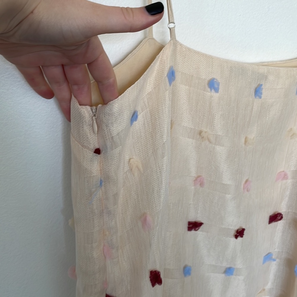 English Factory | Textured Midi Slip Dress with Fringe Detail Small Slits - Picture 8 of 13
